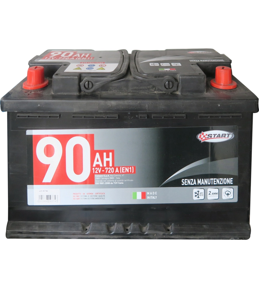 Batteria auto 90ah 12v 720a polo positivo sinistro cassetta l4b